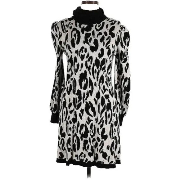 Who What Wear Womens Sweater Dress Xsmall Leopard Beige Leopard Fall Winter NWOT - Picture 1 of 5